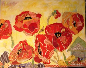 'poppies' 24"x36" acrylic and mixed media on stretched canvas ...