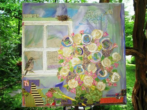 'unexpected guest' 20"x20" mixed media