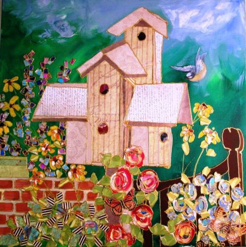 'Ian's Birdhouse' 20"x20" mixed media $300.00