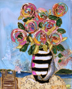 'afternoon at the lake' acrylic and mixed media on stretched canvas ... 