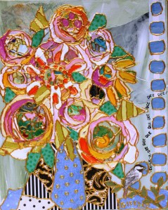 'chickadee dee dee' acrylic and mixed media on stretched canvas ... 