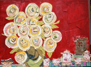 'grandmother's china' mixed media on stretched canvas ... SOLD