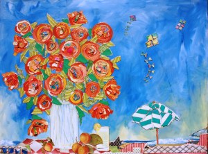 'windy afternoon on the beach' acrylic and mixed media on stretched canvas ... $400 ... SOLD