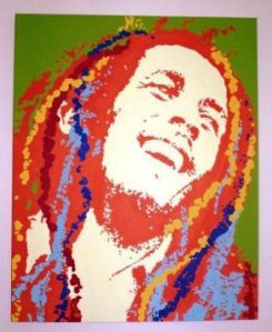 'bob marley'   24"x30"  acrylic on stretched canvas   SOLD