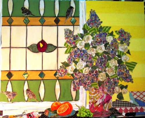 'Sharing Lunch' 24x30 mixed media ... SOLD